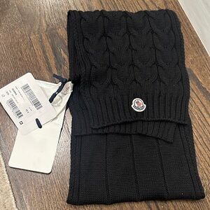 Moncler Black Cable Knit Scarf
